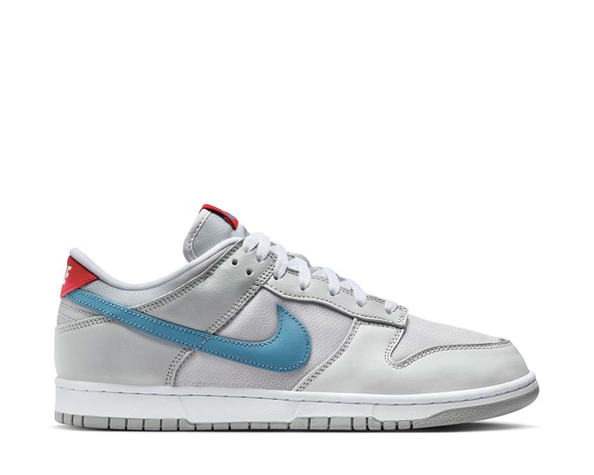 Nike Dunk Low Qs Mtlc Silver / Aegean Storm - Neutral Grey - Flt Silver - Gym Red HF0391-001