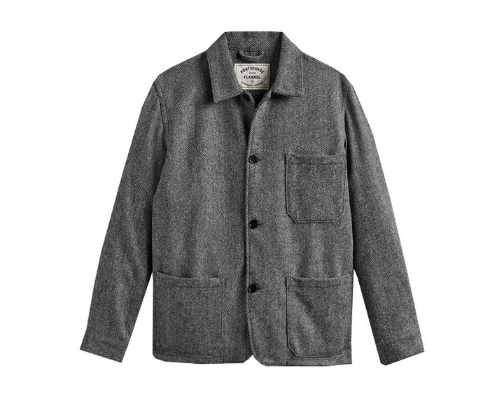 Portuguese Flannel Labura Herringbone Wool Grey AW24.048