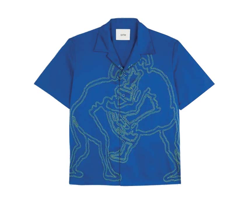 Arte Topman Berlin print overdye sweatshirt in stone Blue SS24-125S