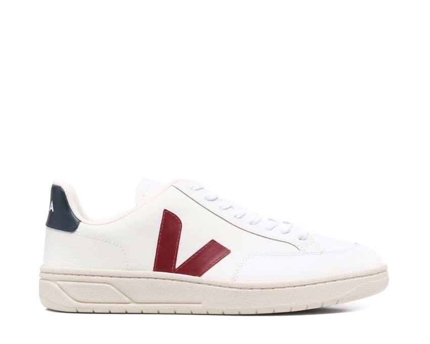 Veja V-12 Leather Extra White / Marsala. - Nautico XD0201955B