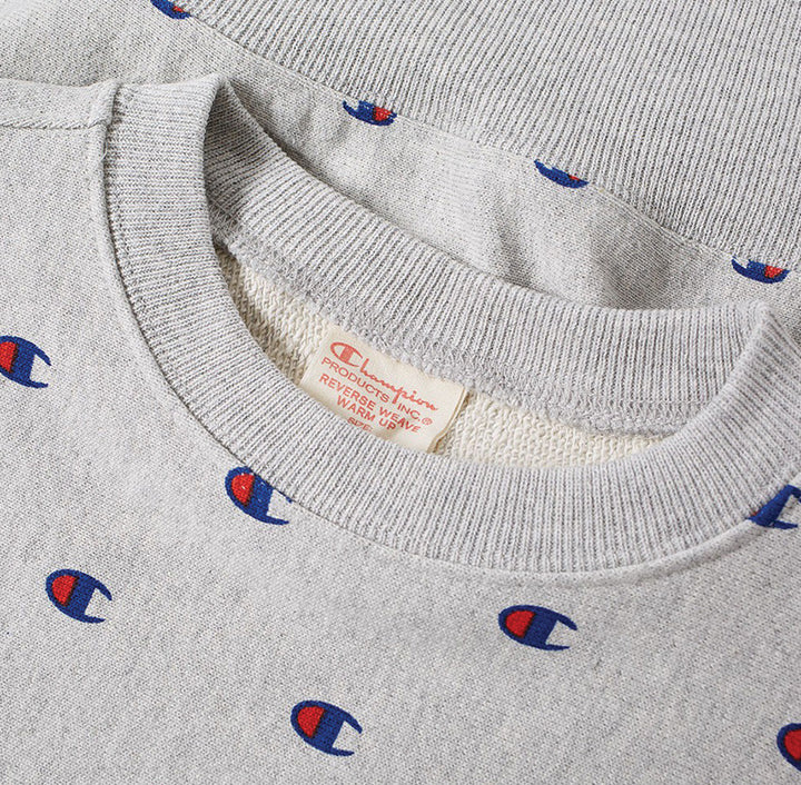 Champion All Over Embroidered Crew Sweat Grey