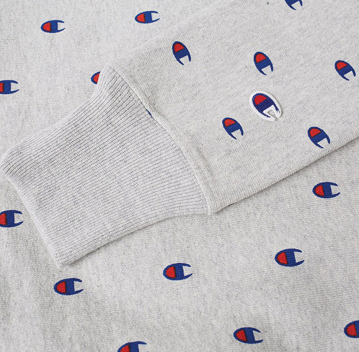 Champion All Over Embroidered Crew Sweat Grey