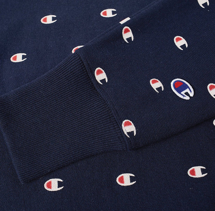 Champion All Over Embroidered Crew Sweat Navy