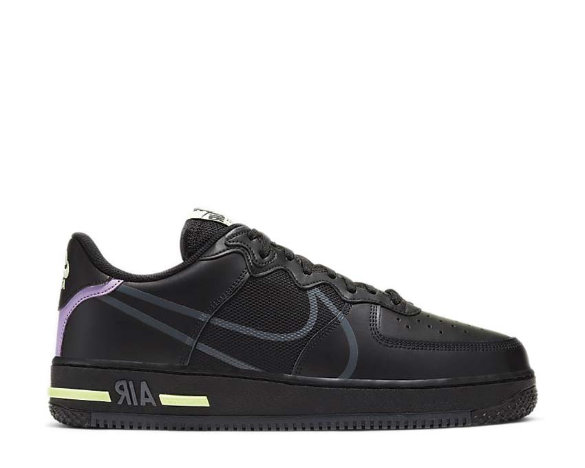 Nike Air Force 1 React Black / Anthracite - Violet Star - Barely Volt CD4366-001