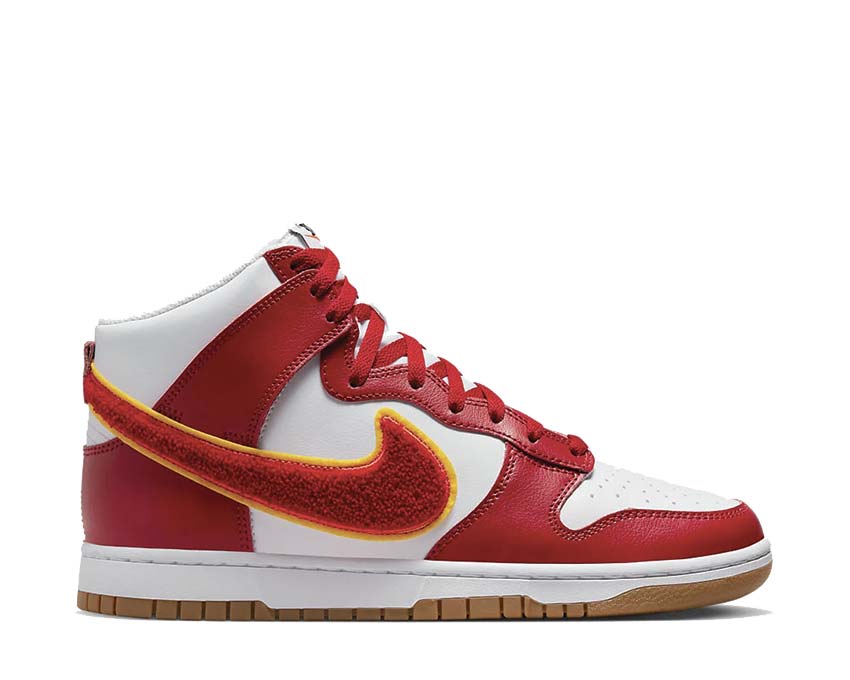 Nike Dunk HI Retro University White / Gym Red - Yellow Ochre - Gum Med Brown DR8805-101