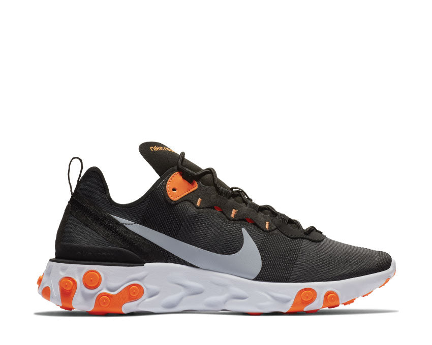 Nike React Element 55 Black Wolf Grey Total Orange White BQ6166 006